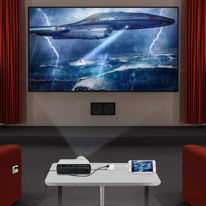 Wahbite محول واهابيت لايتنينغ إلى HDMI، كابل محول فيديو AV بدقة 1080P، موصل شاشة HDMI متوافق مع آيفون 13 12 11 XR XS ماكس X 8 7 6 بلس إلى تلفاز HD أو بروجيكتور أو شاشة - Image 4